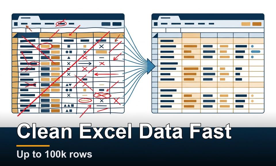 Excel data cleaning: example of the service cover image